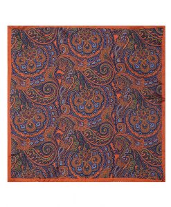 Orange Paisley Pocket Square